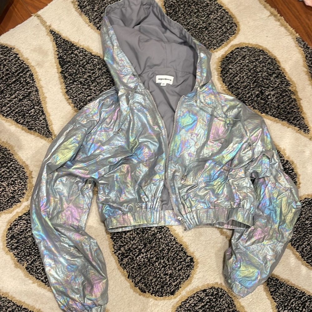 Superdown Cropped Jacket In Multi Gray Size Xs - image 2